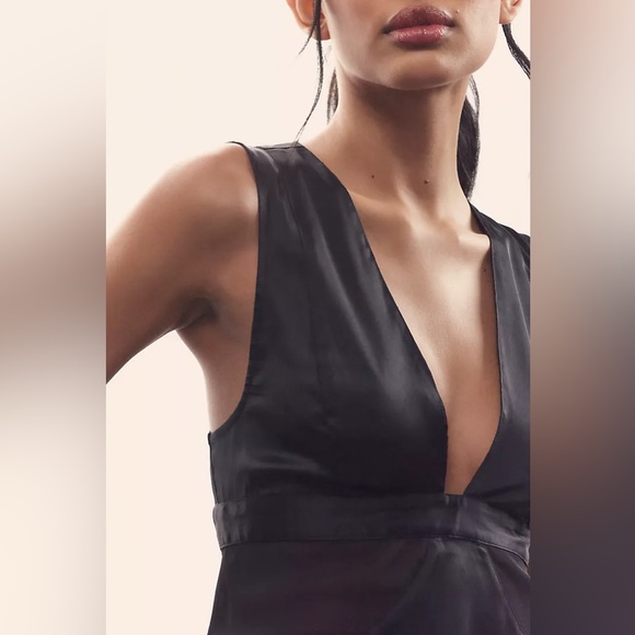 ANTRHOPOLOGIE Sheer Harness black satin dress size M nwt party dress - Picture 4 of 7